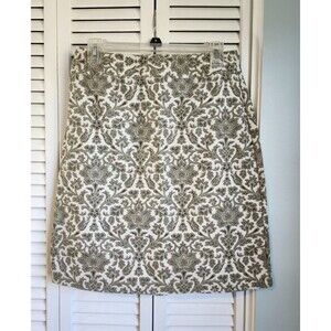 Talbots Green Floral Damask A-Line Skirt Size 6 Crisp Structured  LNC